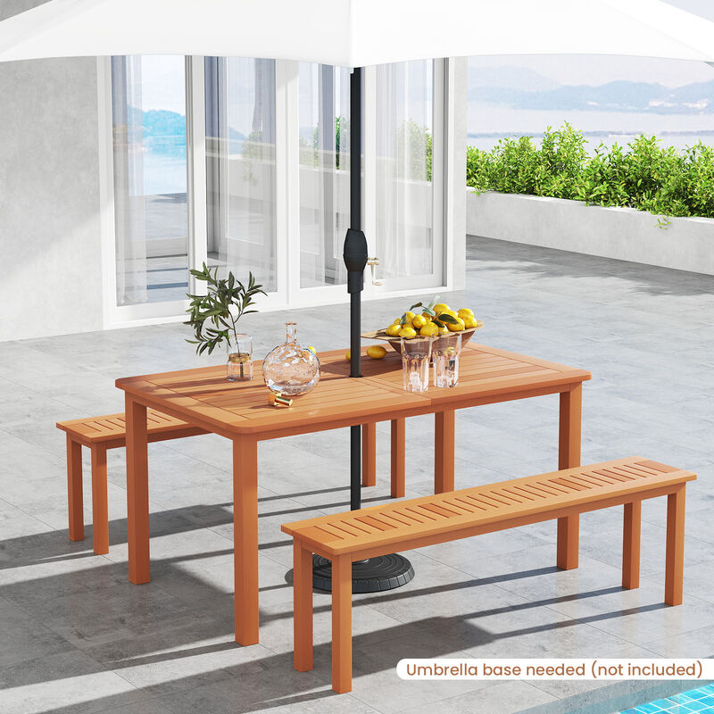Outdoor Dining Table with Umbrella Hole for 6 People Patio & Garden Furniture