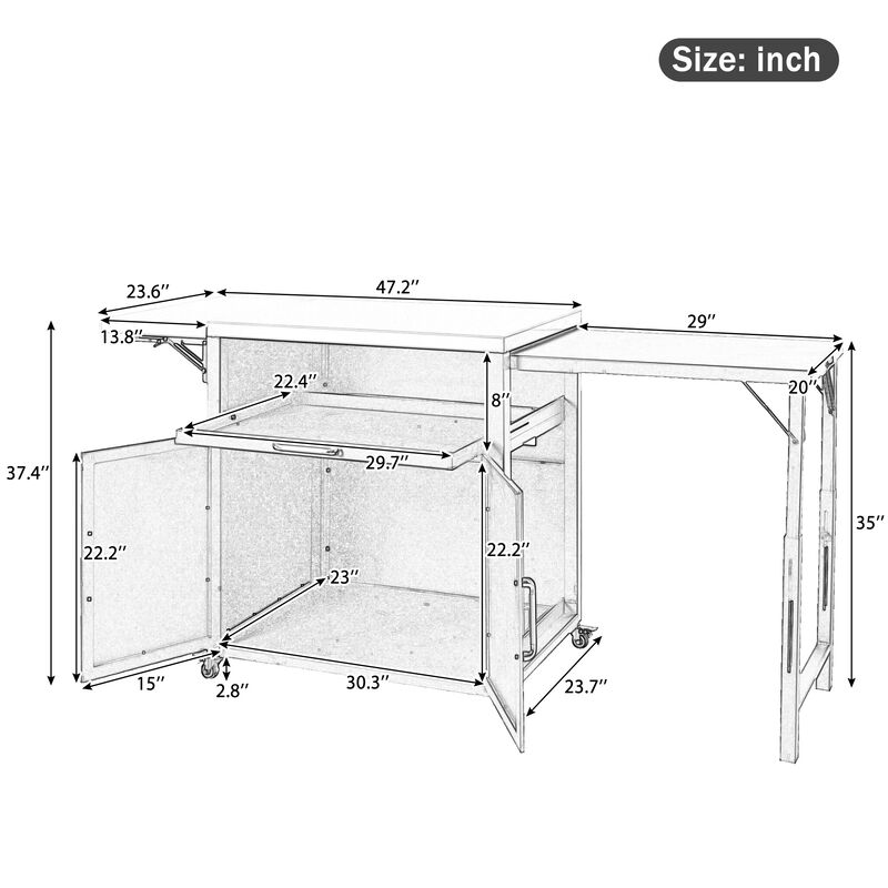 Merax Kitchen Island with Expandable Work Surfaces