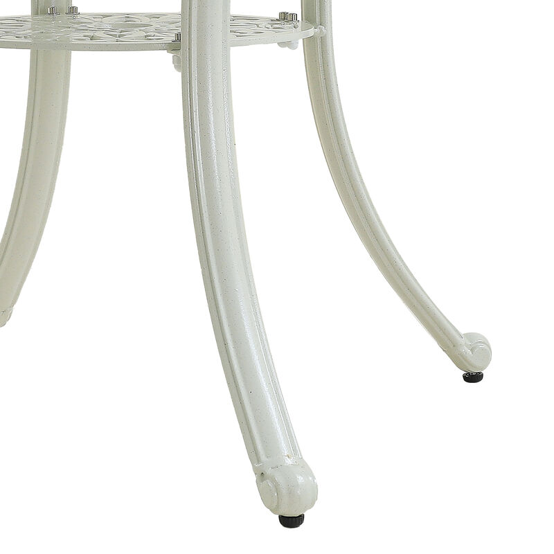 Mondawe Durable Cast Aluminum Round Patio Dining Table with Umbrella Hole