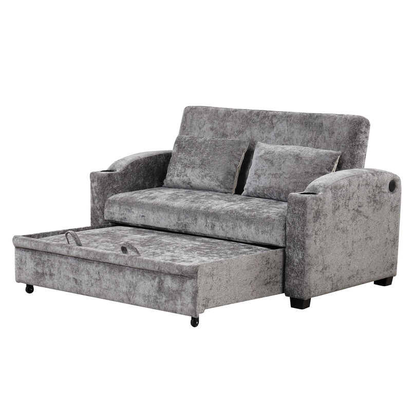 Merax Modern Chenille Convertible Loveseat Sofa