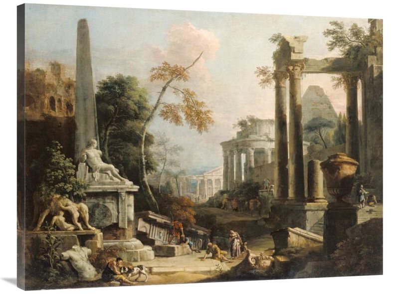 Landscape with Classical Ruins and Figures-Canvas Art-40x30