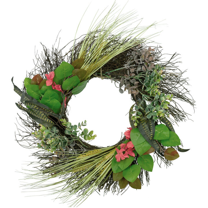 Wheat  Eucalyptus and Twig Artificial Wreath  22-Inch Wheat  Eucalyptus and Twig Artificial Wreath  22-Inch