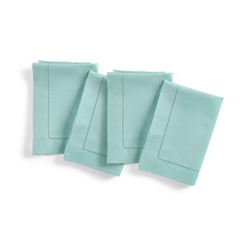 Solino Home Cotton Linen Hemstitch Dinner Napkins 20 x 20 Inch Set of 6