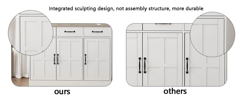 White Wood 42.72 in. Sideboard with Shaker Style Design Doors