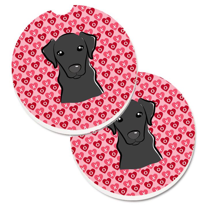 Caroline's Treasures black Labrador Hearts Set of 2 Cup Holder Car Coasters, 2.56, Multicolor