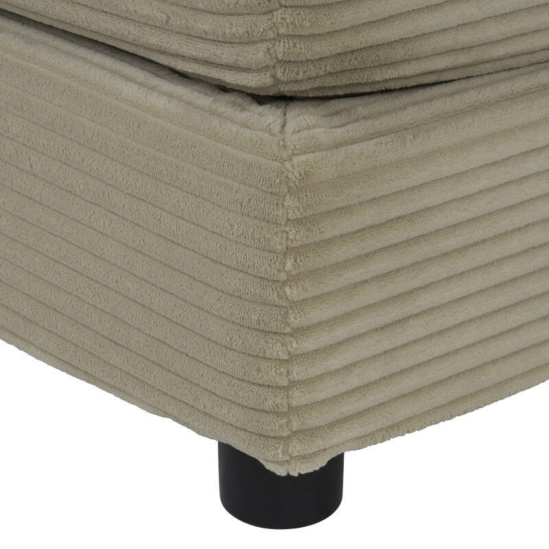Merax Corduroy Sectional Sofa with Side Storage Pockets