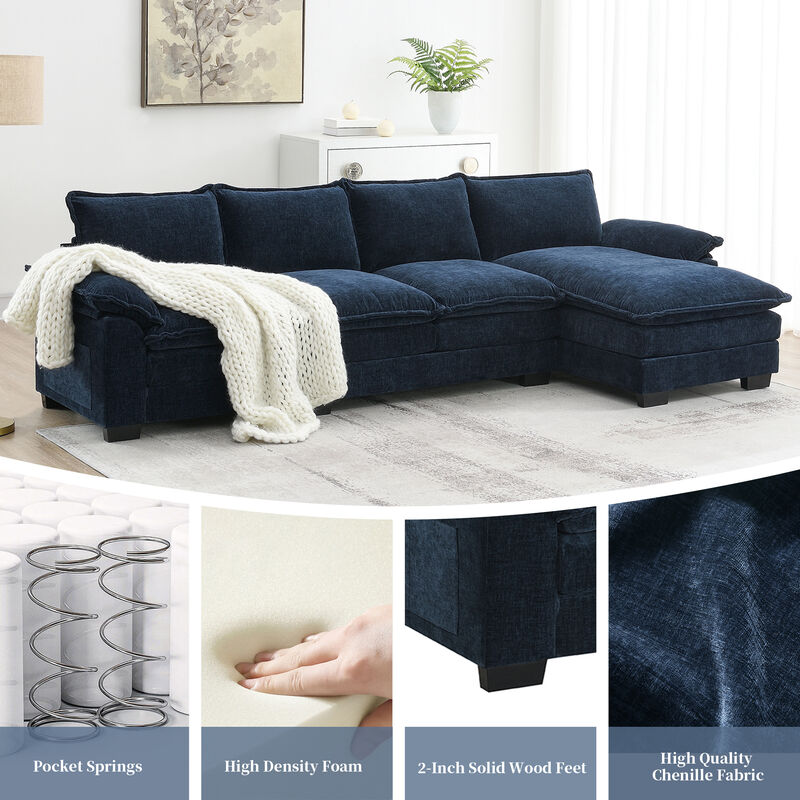 Merax 5-seat Upholstered Cloud Sofa with Double Seat Cushions