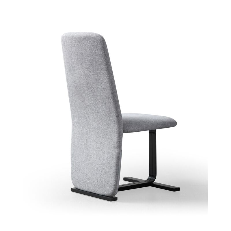 Cid Jim 19 Inch Dining Chair Set of 2, Gray Linen, Sturdy Steel Frame - Benzara