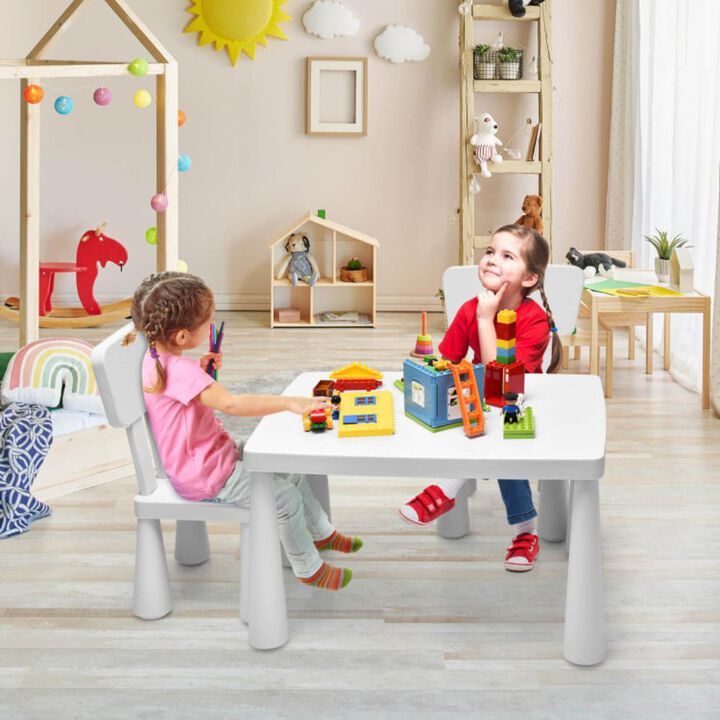 Hivvago 3 Pieces Toddler Multi Activity Play Dining Study Kids Table and Chair Set