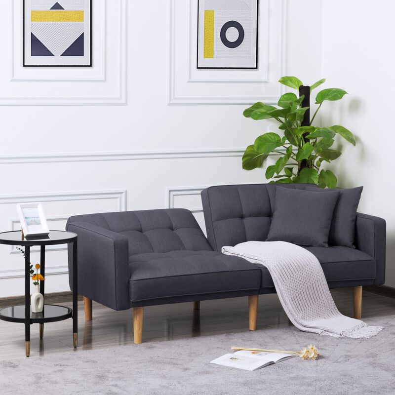 71.5 in. Dark Gray Polyester Twin Size Sofa Bed