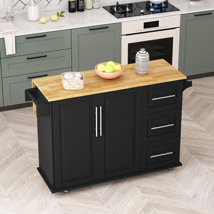 Streamdale Kitchen Island Cart with Storage Drawers & Cabinet
