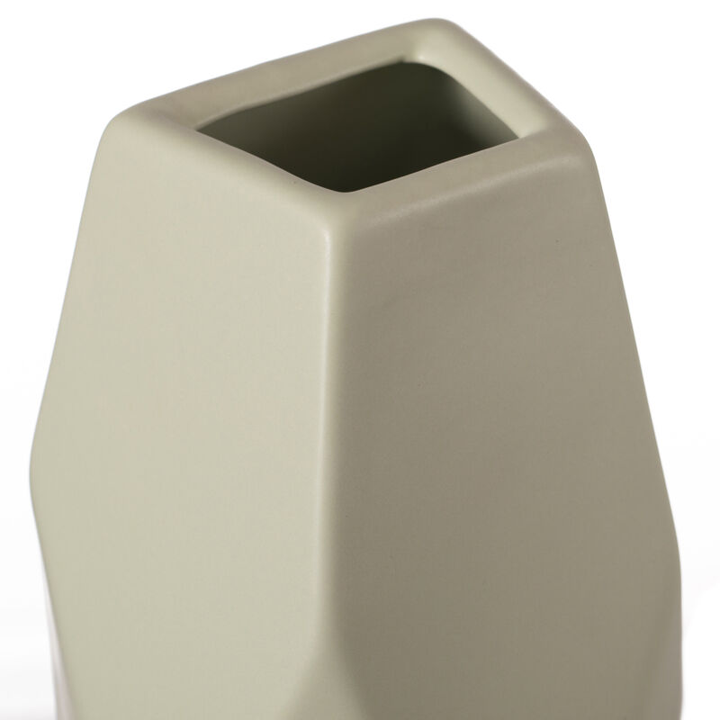 8" H Decorative Ceramic Multi Paned Vase, Modern Style Centerpiece Table Vase White, Medium