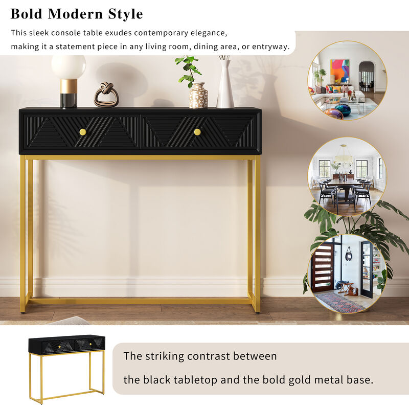 Merax Modern Sleek Console Table with 2 Drawers
