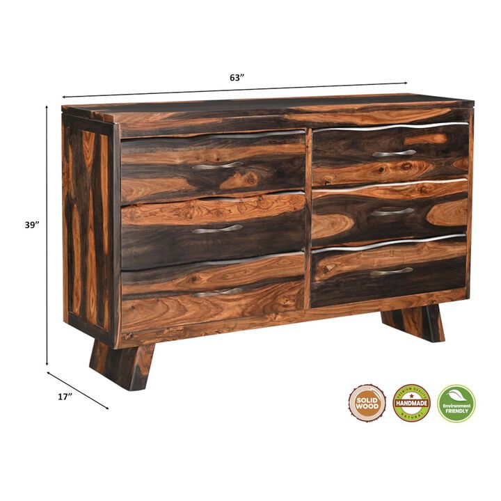 Taran Designs Marin 6-drawer Live Edge Solid Wood Dresser