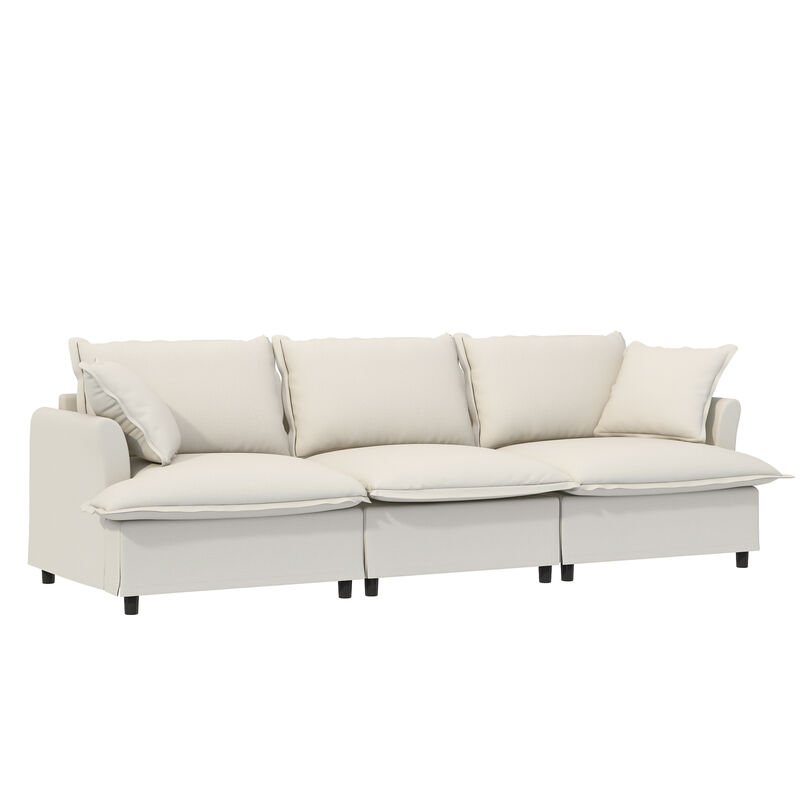 Merax Chenille Sectional Sofa with Ottoman