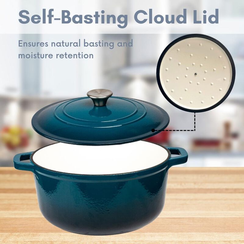 6 Quart Enameled Cast Iron Round Dutch Oven in Blue