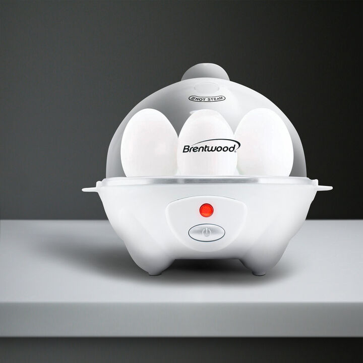 Brentwood Electric 7 Egg Cooker with Auto Shut Off in White