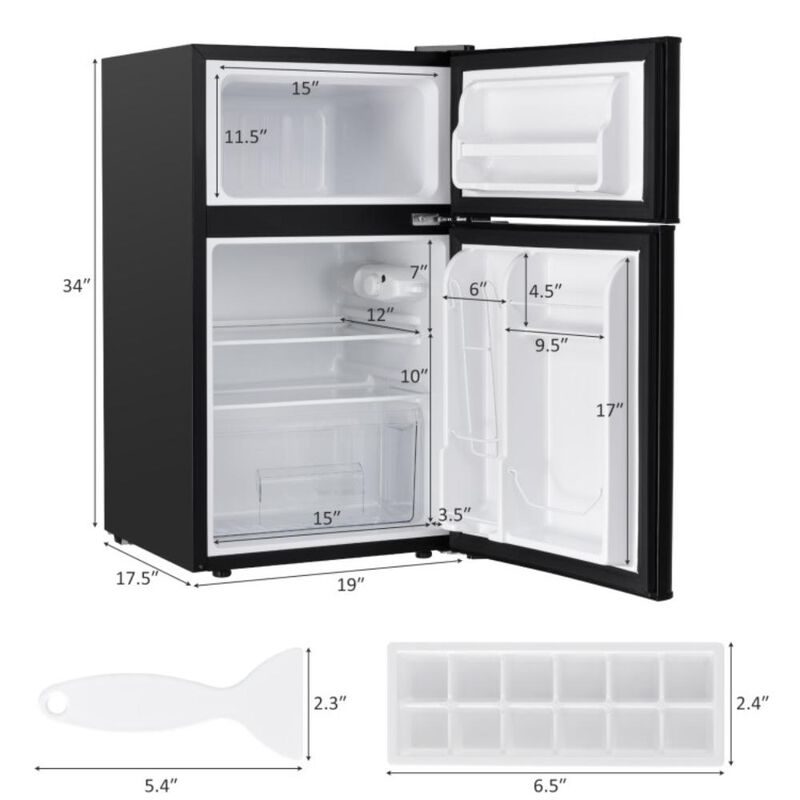 Costway 3.2 cu ft Compact Stainless Steel Refrigerator