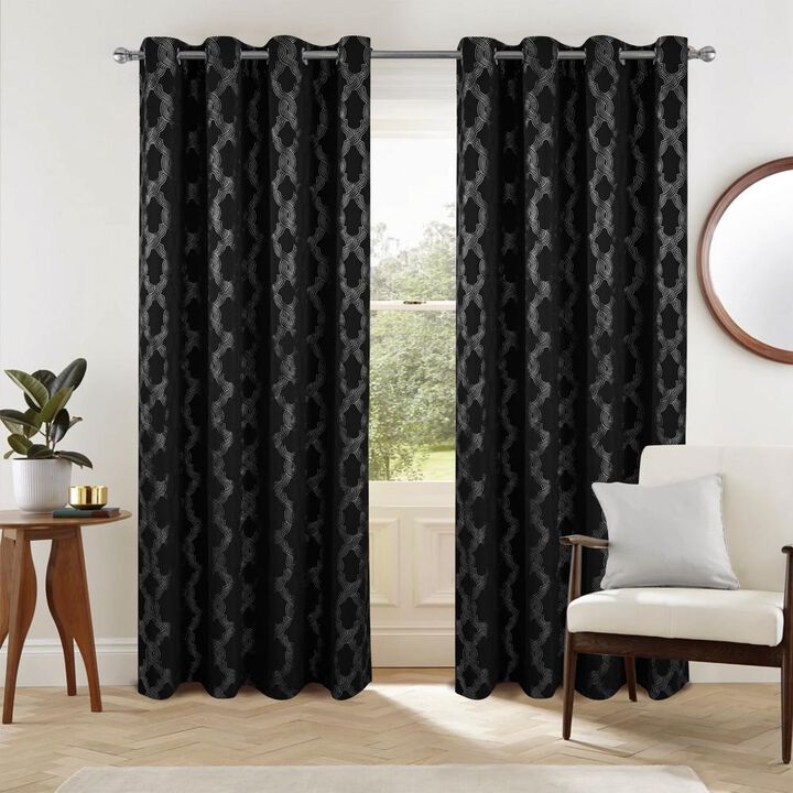 Jansen Rubber Blackout Grommet Curtain Panel - Black by Olivia Gray