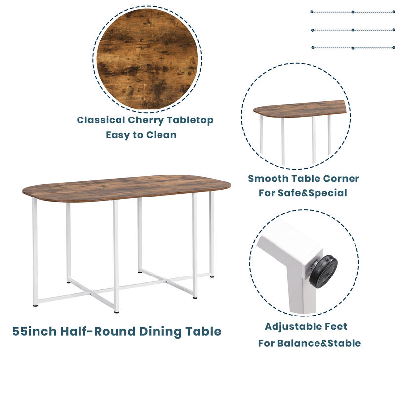 Modern 7-Piece Dining Table Set with 6 Stools