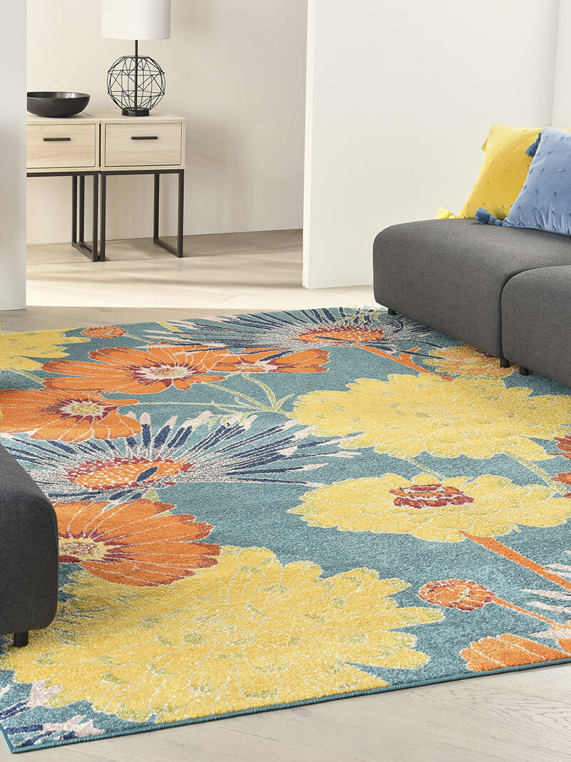 Allur ALR06 Turquoise/Multicolor 9' x 12' Rug