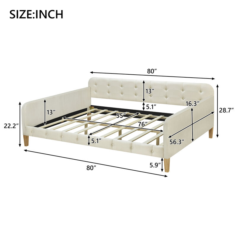 Merax Modern Upholstered Daybed with 4 Support Legs