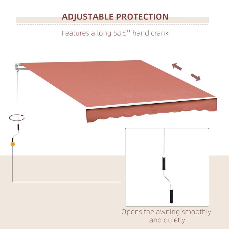 Coffee Brown Patio Cover: 13'x8' Durable Manual Retractable Sun Shade