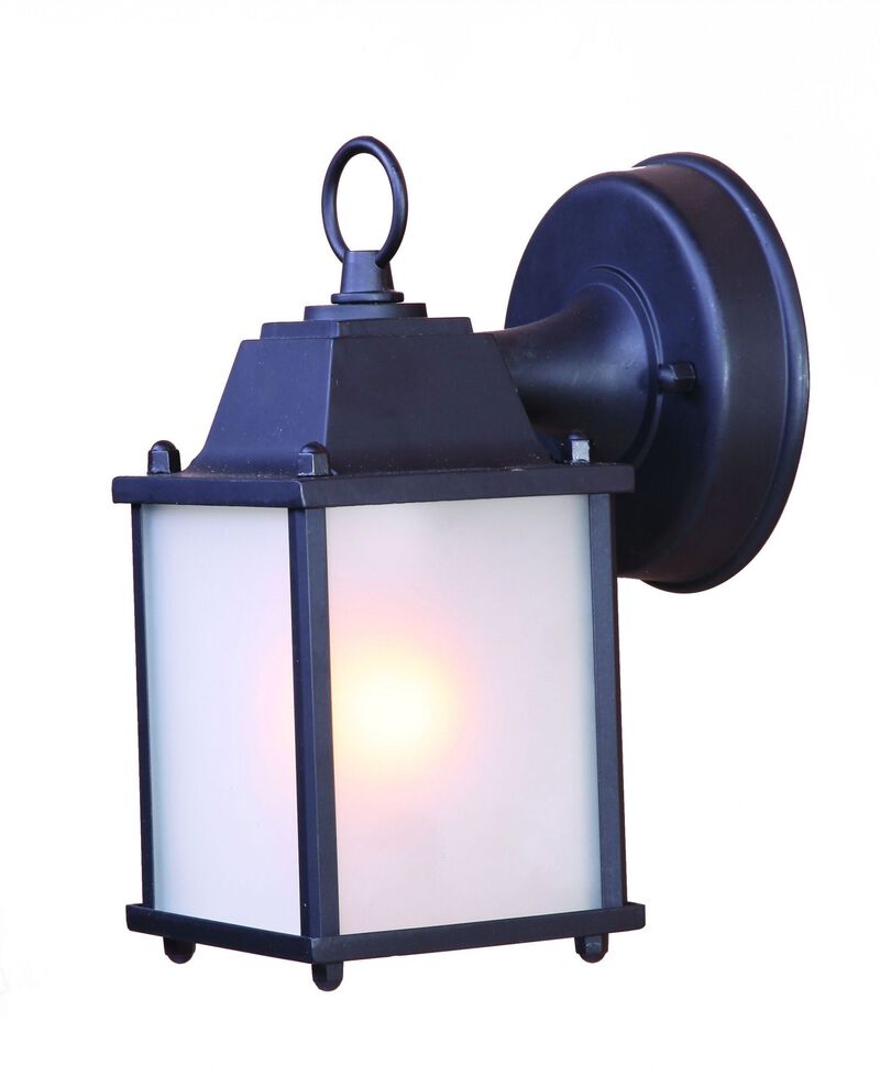 Hivvago Matte Black Hanging Frosted Glass Lantern Wall Light
