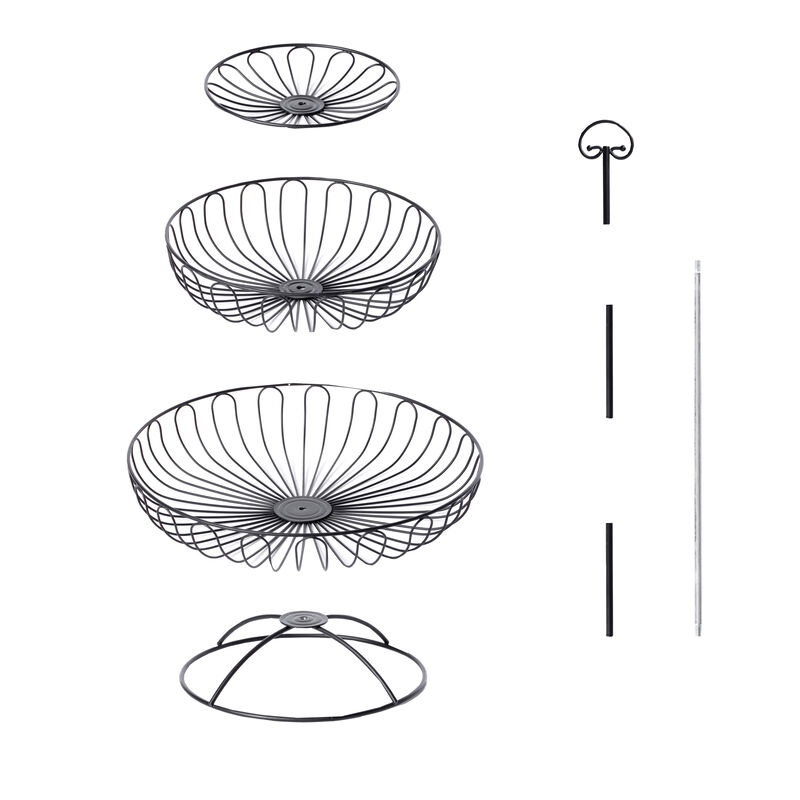 3 Tiers Wire Iron Basket Fruit Bowl, Black