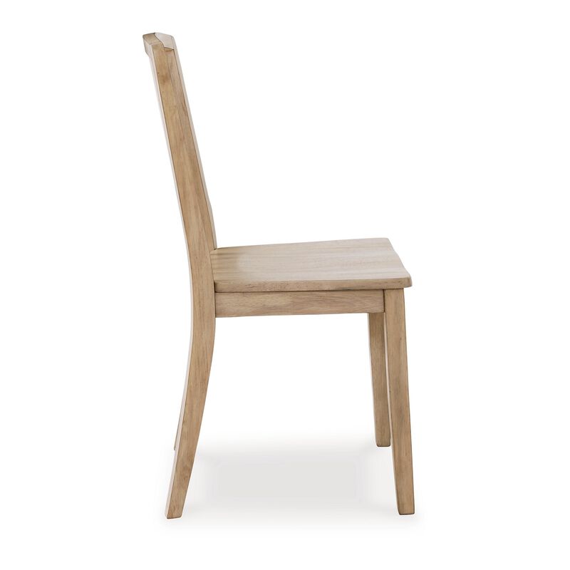 Glim Dining Side Chair Set of 2, Brown Hardwood Seat w Slatted Back - Benzara