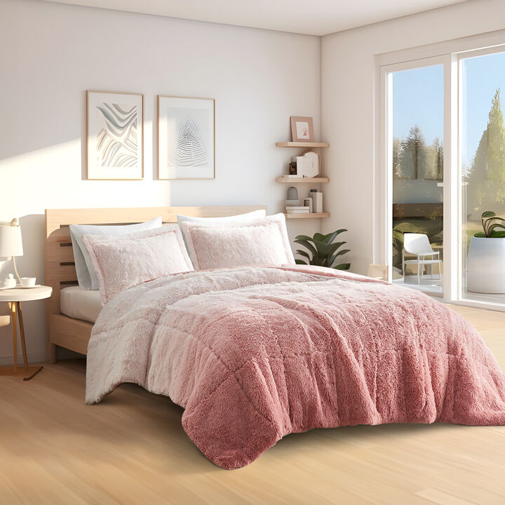 Gracie Mills Ethel Faux Fur Ombre Shag Comforter Set