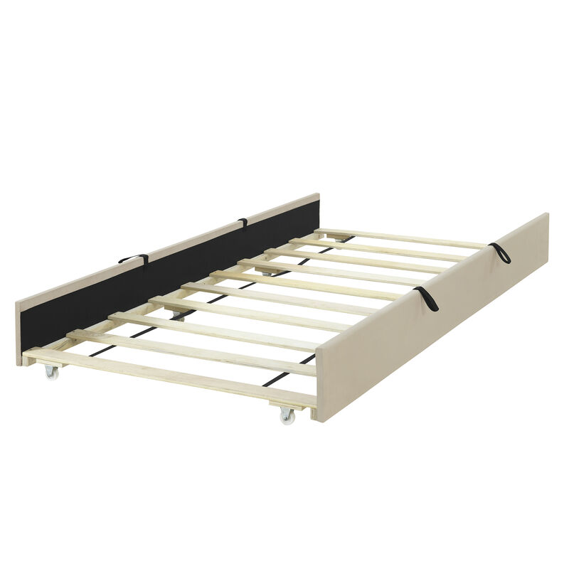 Merax Modern Upholstered Platform Bed with Trundle