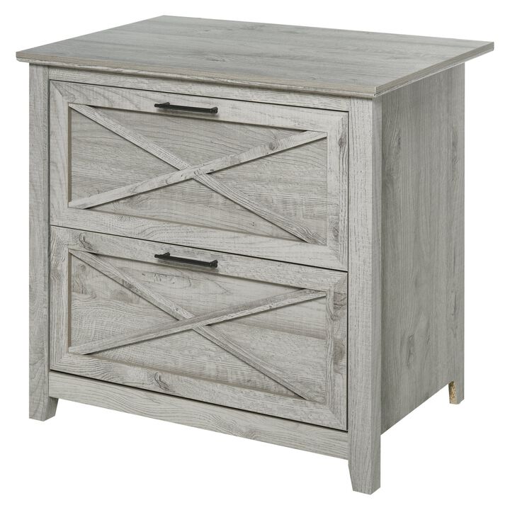 Grey Retro Organizer: 2-Drawer Lateral File Cabinet for Documents