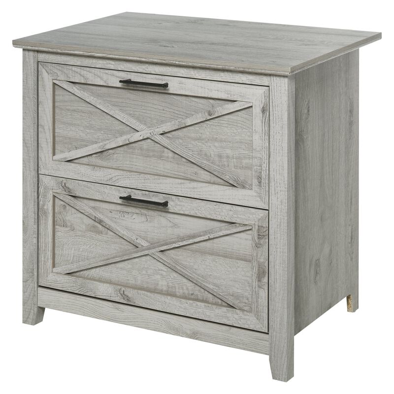 Grey Retro Organizer: 2-Drawer Lateral File Cabinet for Documents