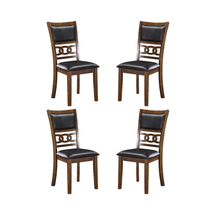 New Classic Furniture Gia Brown Wood Dining Chair with PU Seat (Set of 4)