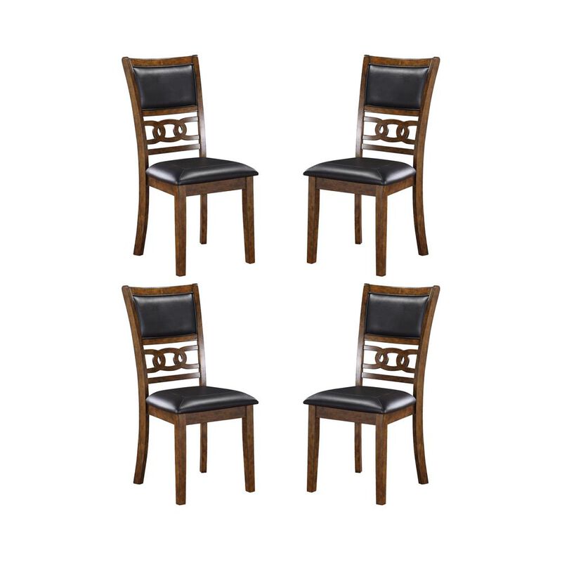 New Classic Furniture Gia Brown Wood Dining Chair with PU Seat (Set of 4)
