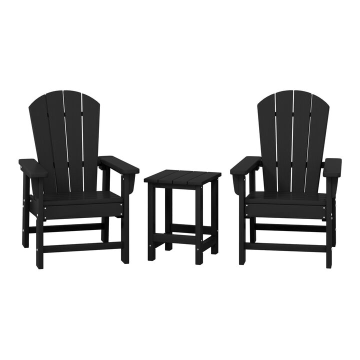 WestinTrends Kids 3-Piece Outdoor HDPE Adirondack Chairs With Square Side Table Set
