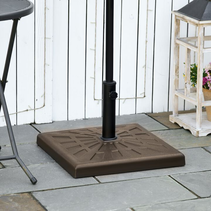Brown Umbrella Base: 42lbs 20" Square Resin Stand for 1.26", 1.5", 1.9" Poles