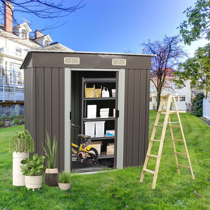 MONDAWE 6 ft. W x 4 ft. D Outdoor Metal Storage Shed with Lockable Door for Patio Coverage 24 sq. ft.