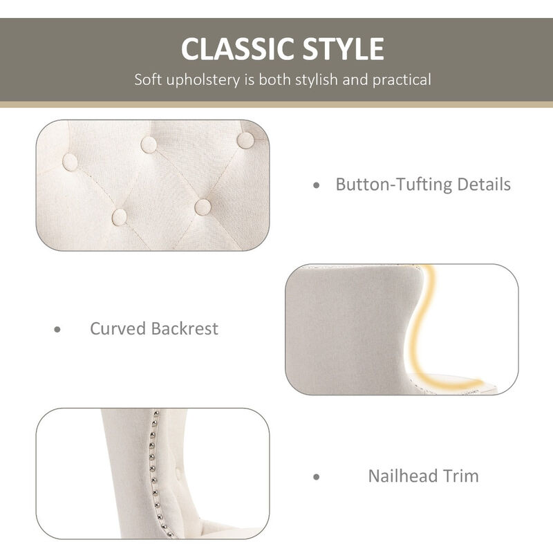Cream Elegant Perches: Set of 2 Bar Stools with Nailhead Trim