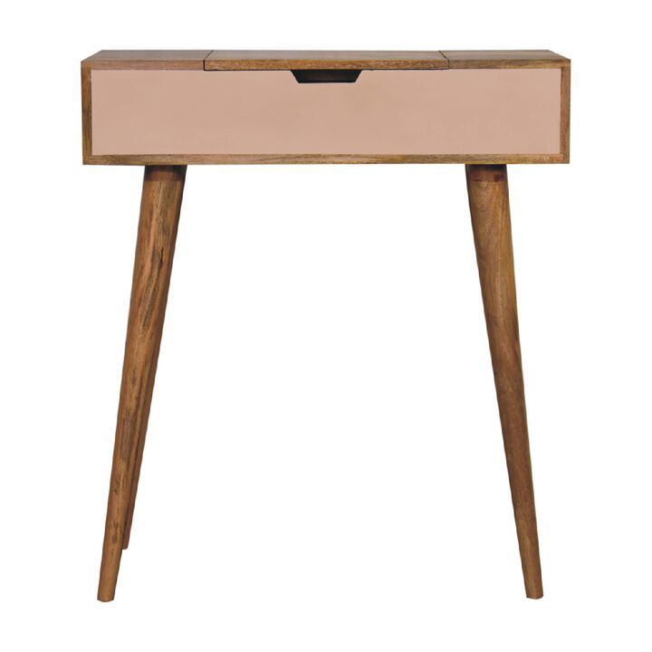 Mini Pink Dressing  Solid  Oak-ish Wood Table