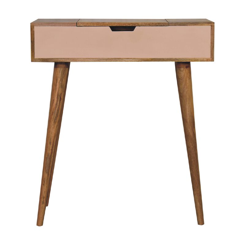 Mini Pink Dressing  Solid  Oak-ish Wood Table