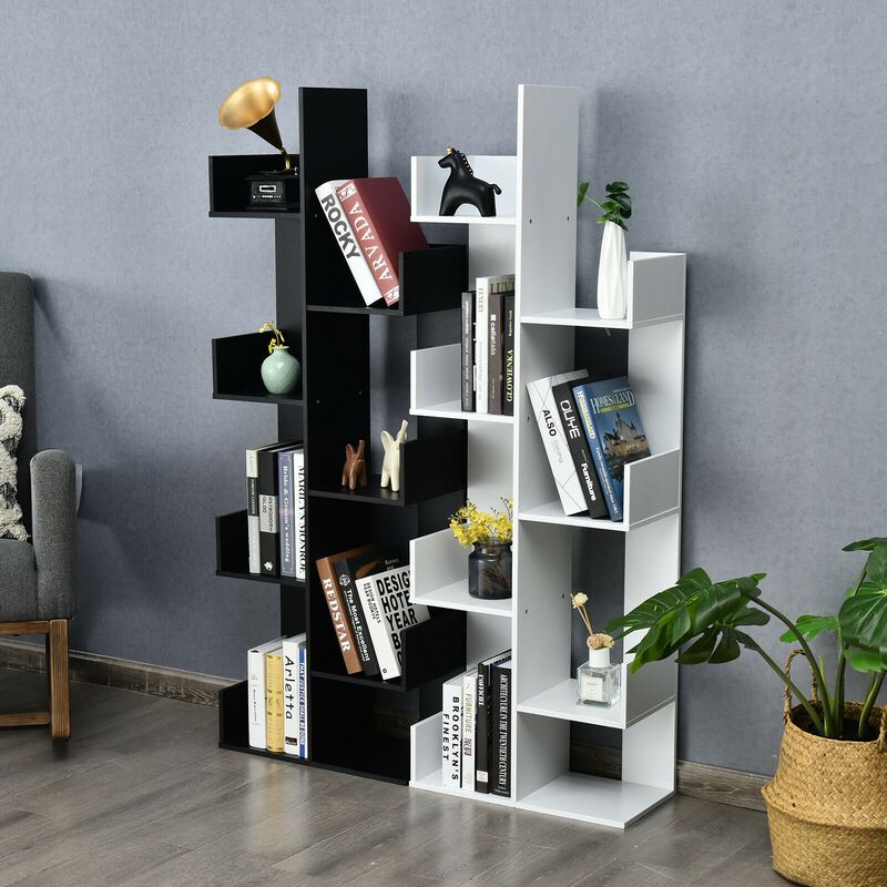 8-Tier Bookshelf Bookcase with 8 Open Compartments Space-Saving Storage Rack