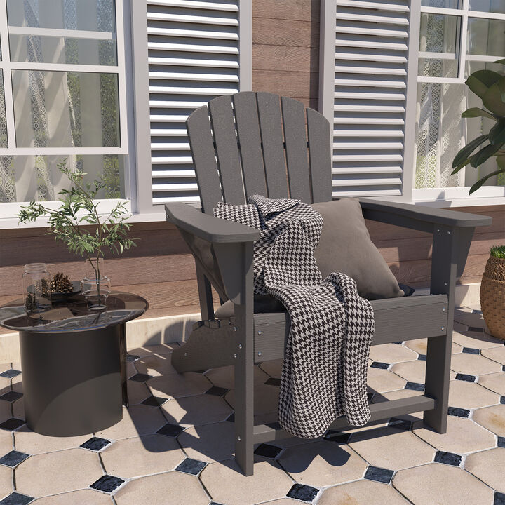 Mondawe Elegant Faux Wood Folding Outdoor Adirondack Chair � Water-Resistant and Easy-Cleaning