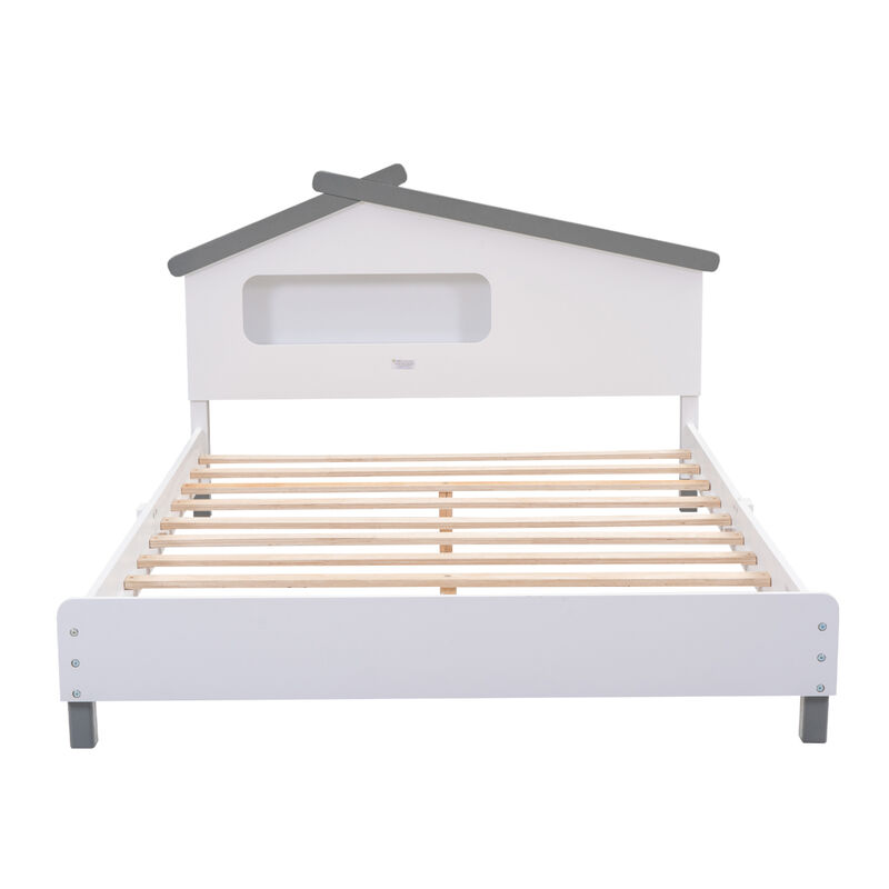 Streamdale House-Shaped Wood Bed with Night Lights