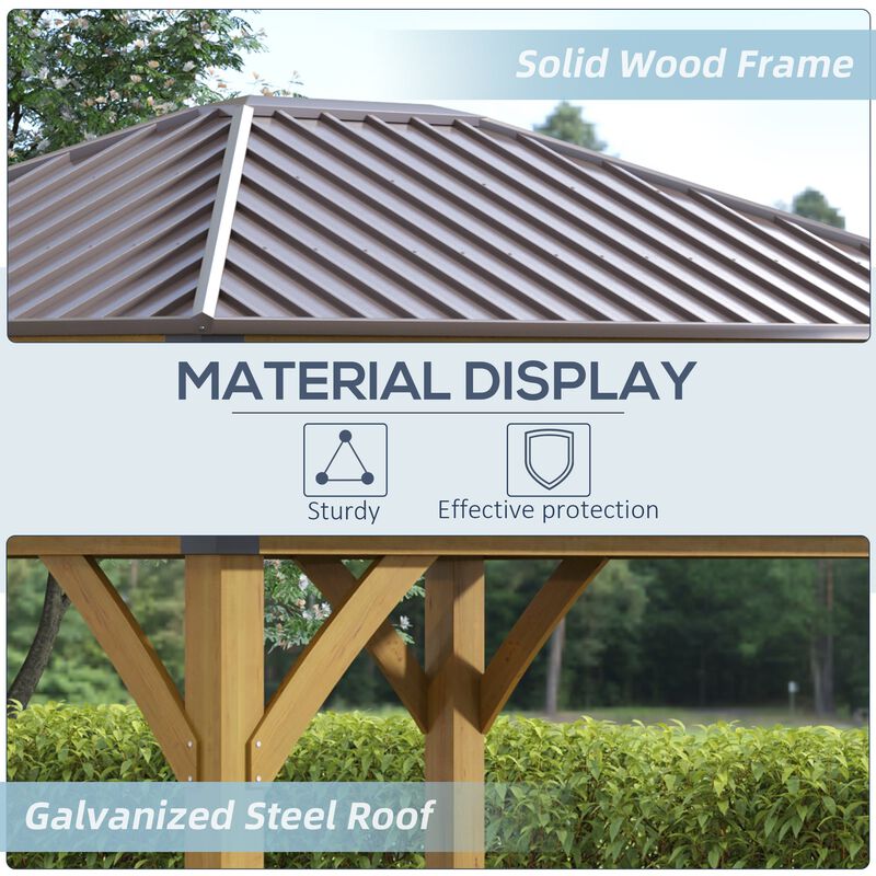 Brown Outdoor Structure: 10x12 Galvanized Steel Gazebo with Wood Frame