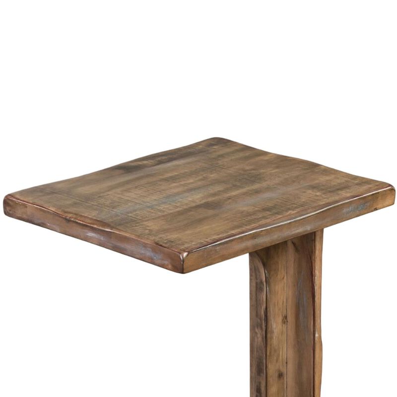 Dazy Sofa Side C Table, 15x12.5 Rustic Light Brown Mahogany Wood - Benzara