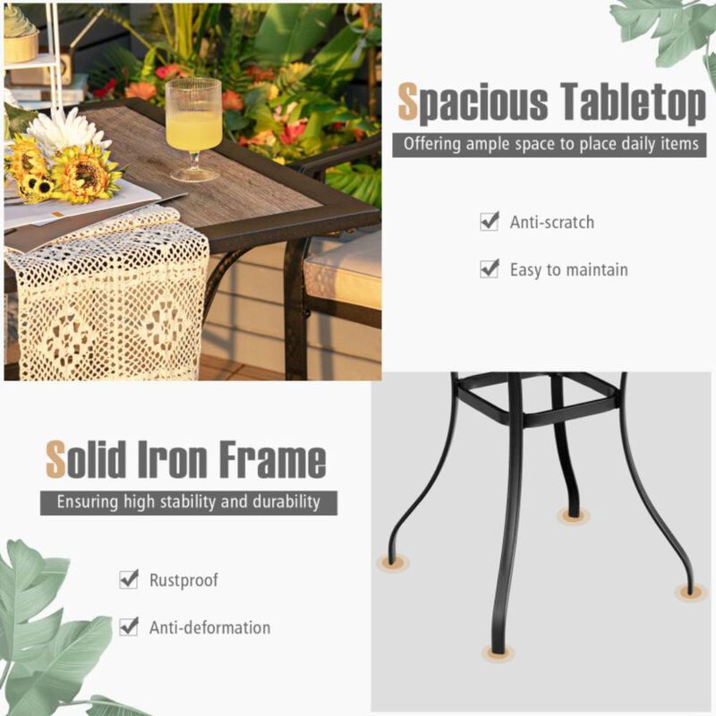 Hivvago Patio Square Bar Table for Garden Backyard