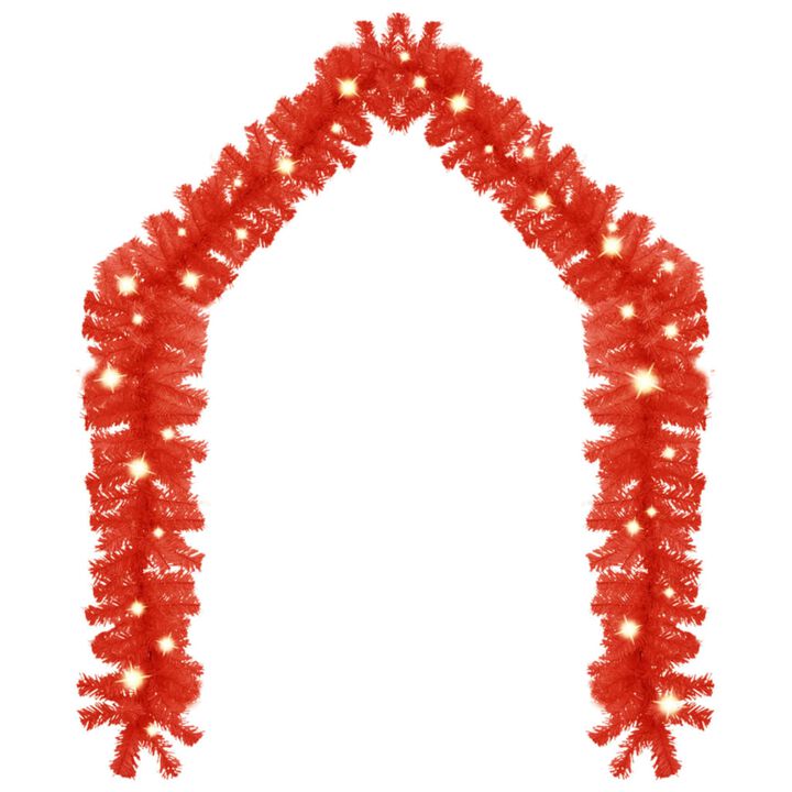 vidaXL Christmas Garland with LED Lights 393.7" Red