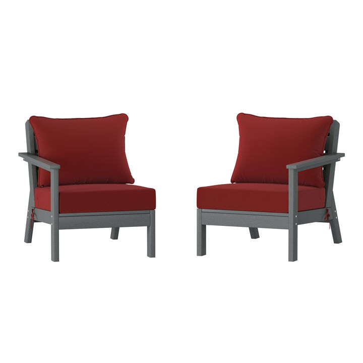 WestinTrends Outdoor Patio HDPE Loveseat Sofa with Patio Cushions